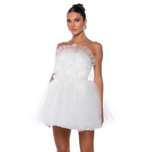SOMETHING LIGHT TULLE MINI DRESS IN WHITE